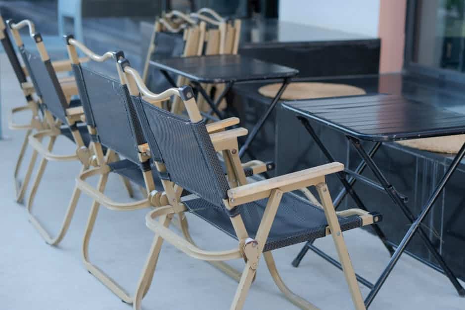 Florida patio dining set with bar cart and seating zone arranged around an outdoor smoker setup