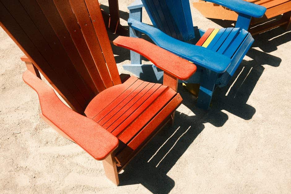 HDPE recycled plastic Adirondack chairs on a Florida lanai showing color retention and weather resistance