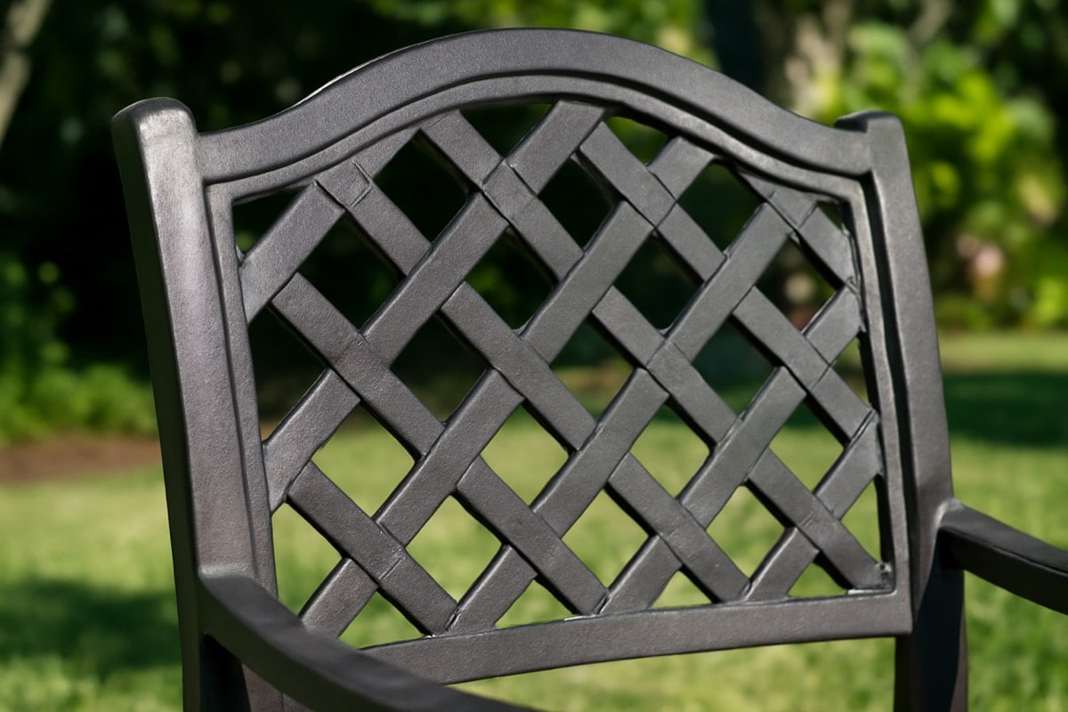 Powder-coated aluminum patio furniture for salt air on a Florida Gulf Coast lanai