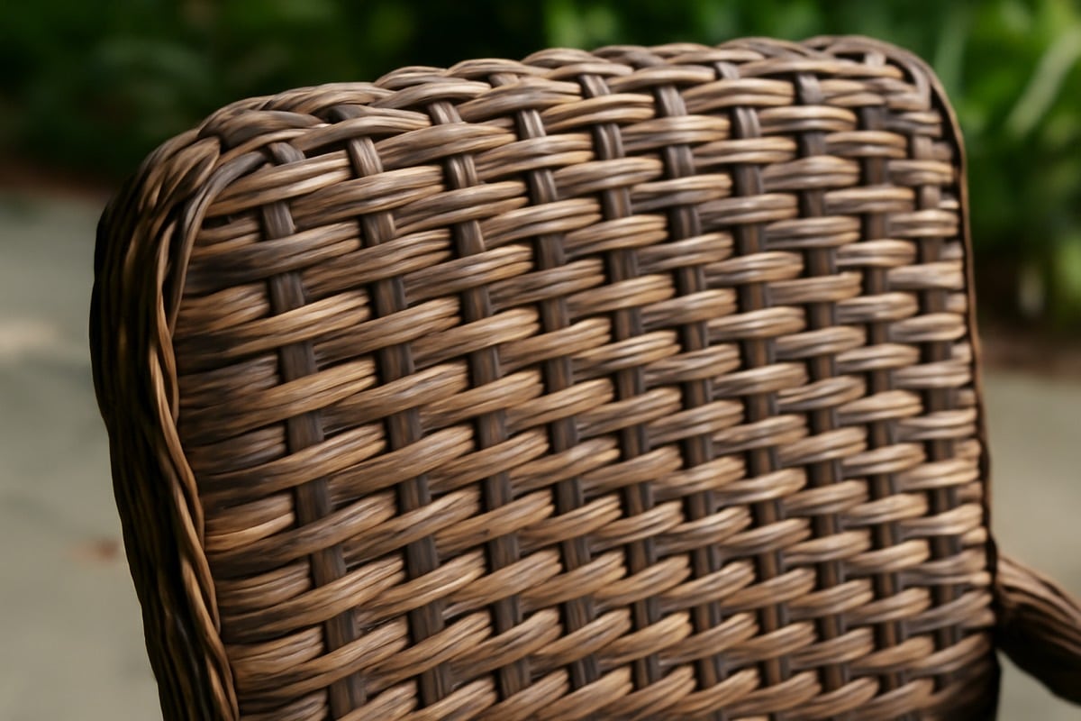 All-weather resin wicker patio set on a sunny Florida lanai