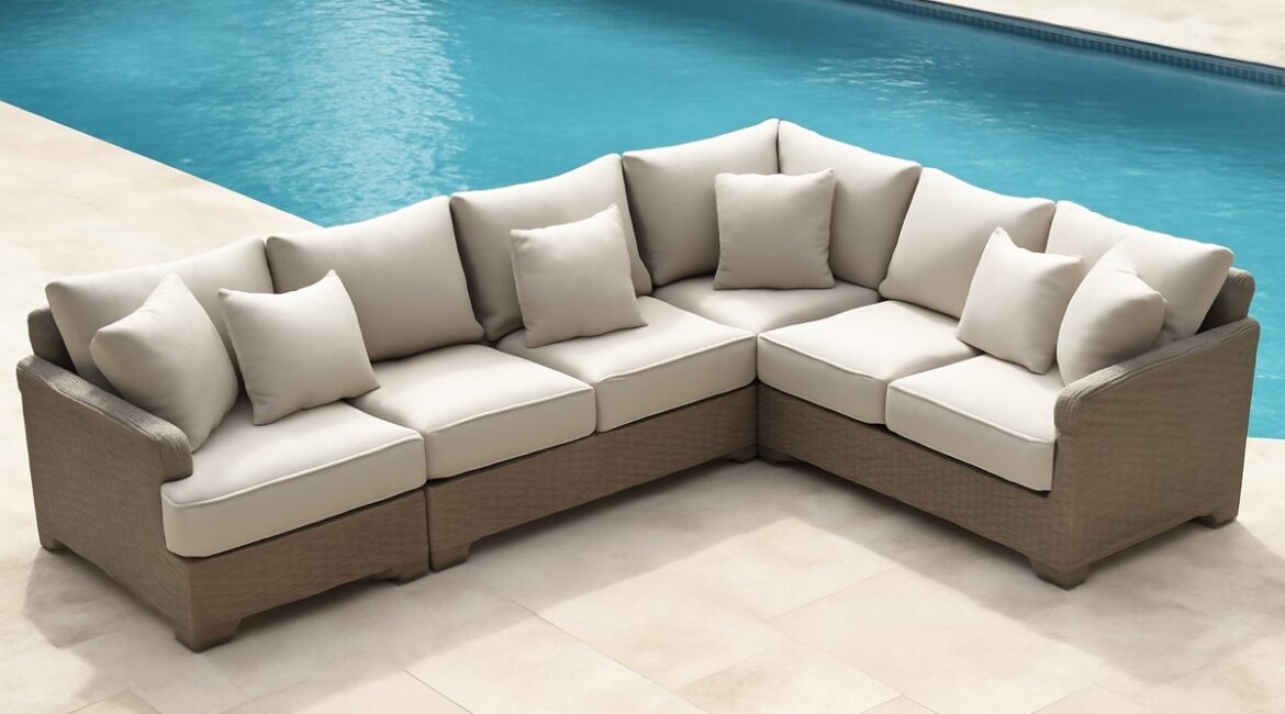 Laying Out an Outdoor Sectional for a Florida Pool Deck