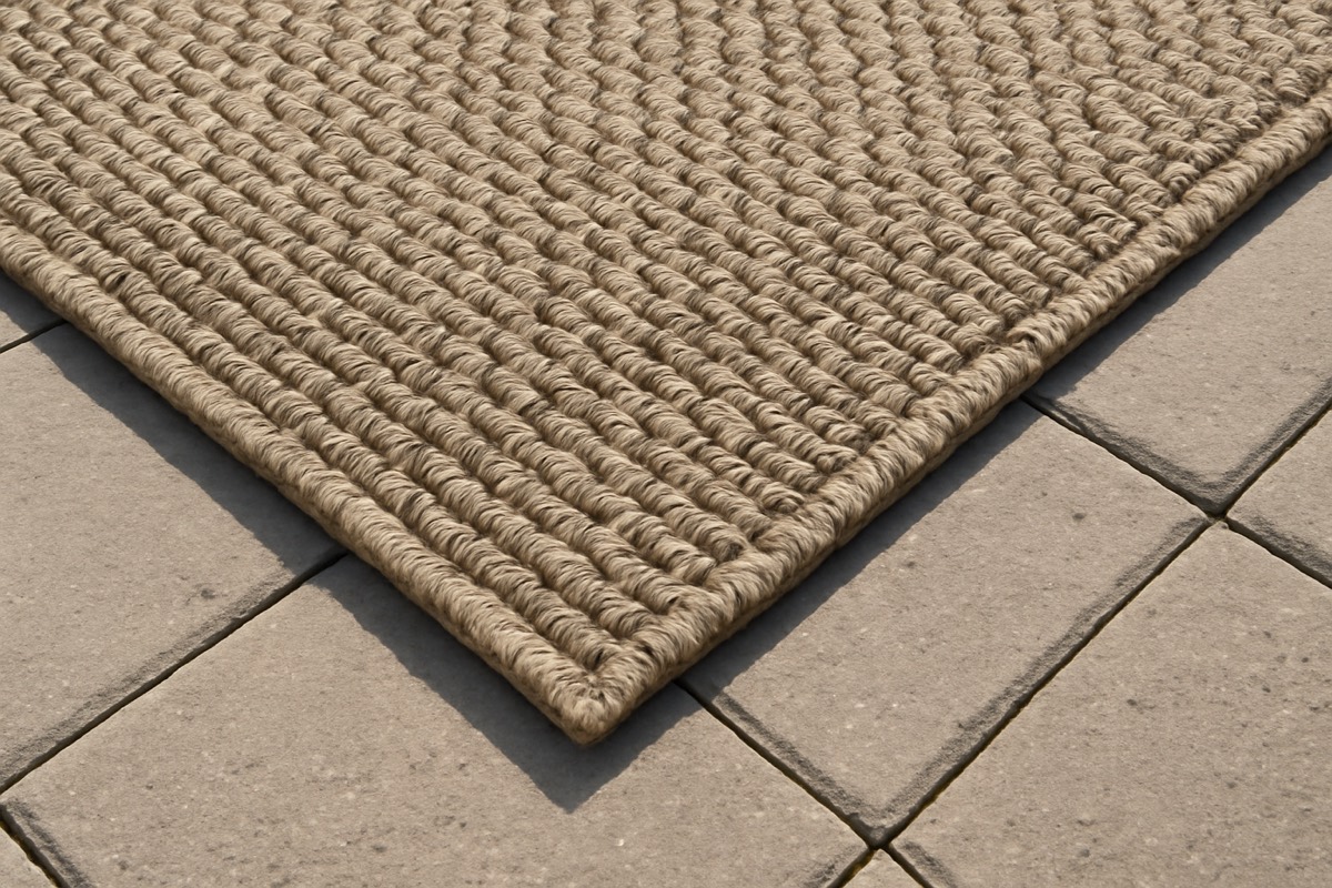 Outdoor patio decor ideas for Florida with Sunbrella pillows and a weather-rated rug on a lanai