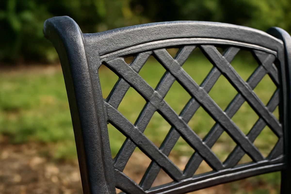 Cast aluminum patio furniture for Naples waterfront home overlooking a canal in Southwest Florida