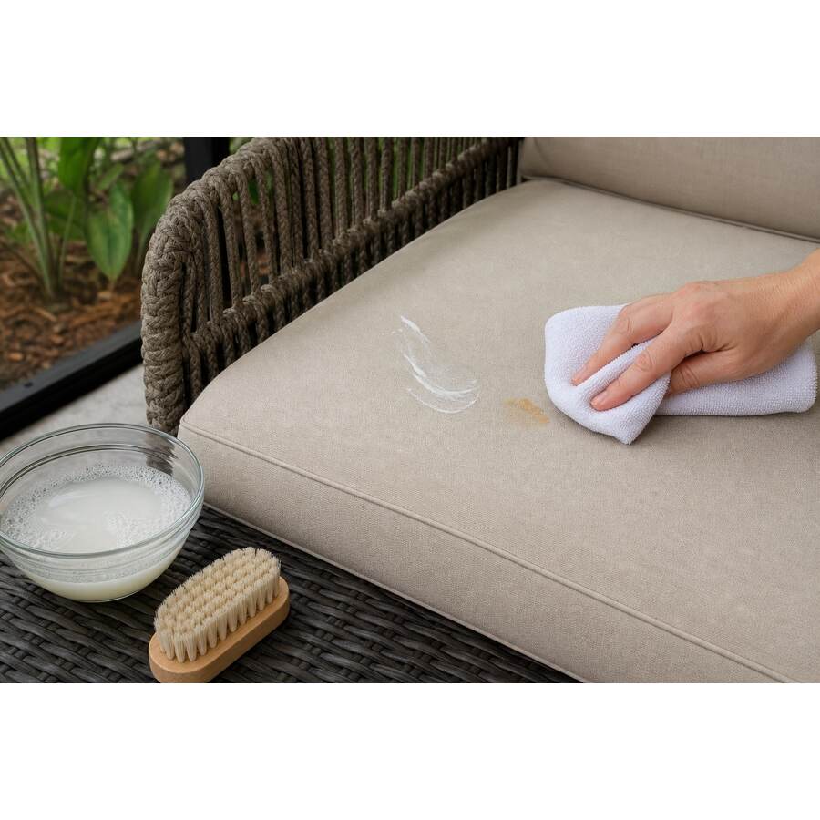 Cleaning Food and Sunscreen Marks From Outdoor Cushions: Cleaning Food and Sunscreen Marks From Outdoor Cushions Detail