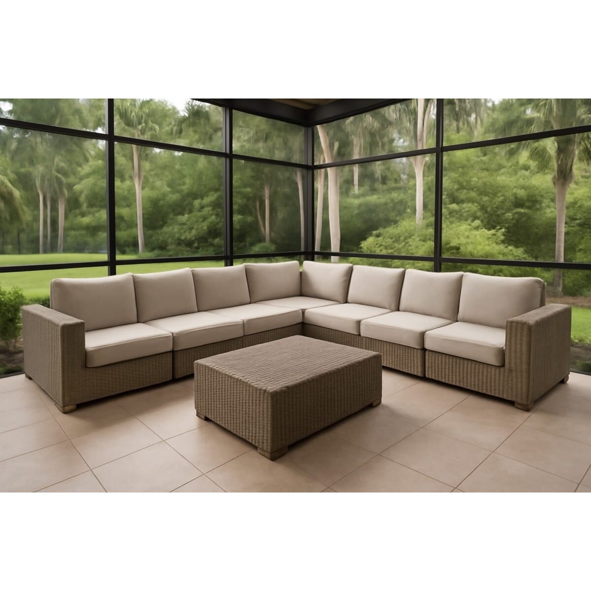 Combining Outdoor Dining and Deep Seating on One Patio: Deep Seating Patio Sets That Fit a Florida Lanai (scene)