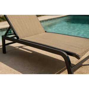 Ottoman or Chaise Lounge for a Compact Florida Patio: Stacking Aluminum Chaise Loungers for Florida Pool Storage (detail)