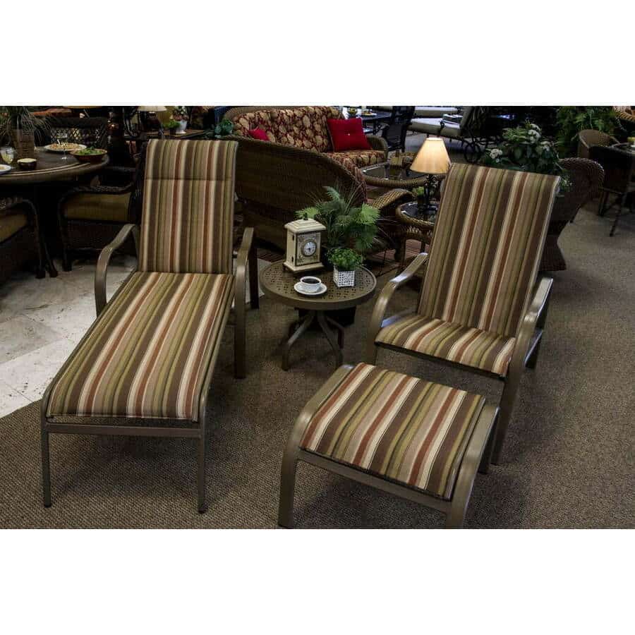 Outdoor Coffee Table and Side Table Height Guide: Aluminum Collection – Chaise Lounge/Recliner and Ottoman
