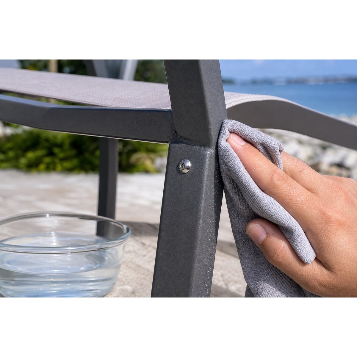 Salt-Air Maintenance for Aluminum Patio Furniture Joints: Cleaning Salt Residue From an Aluminum Furniture Joint