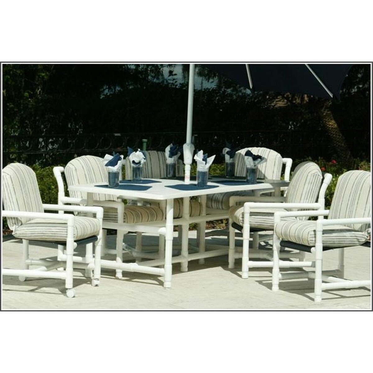 Why PVC Pipe Furniture Works Around Busy Pool Decks: Pipe Collection – Cushion Dining Set