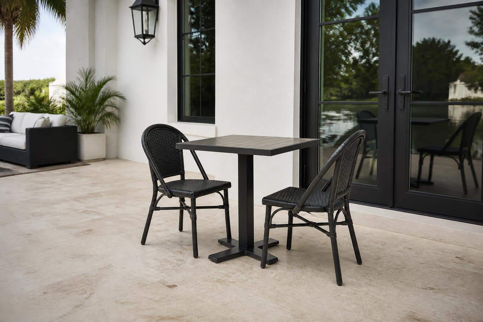 bistro set chair seat height for a cafe table patio layout in Florida