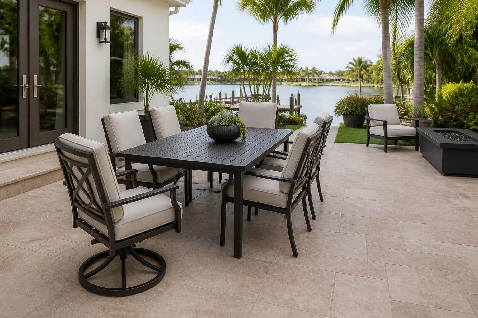 inspect cast aluminum furniture joints patio layout in Florida
