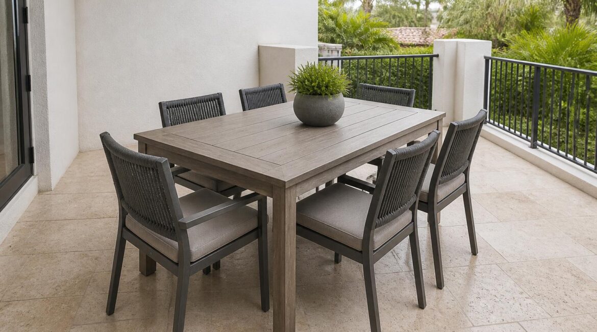 outdoor dining set wall and railing clearance overview in Florida