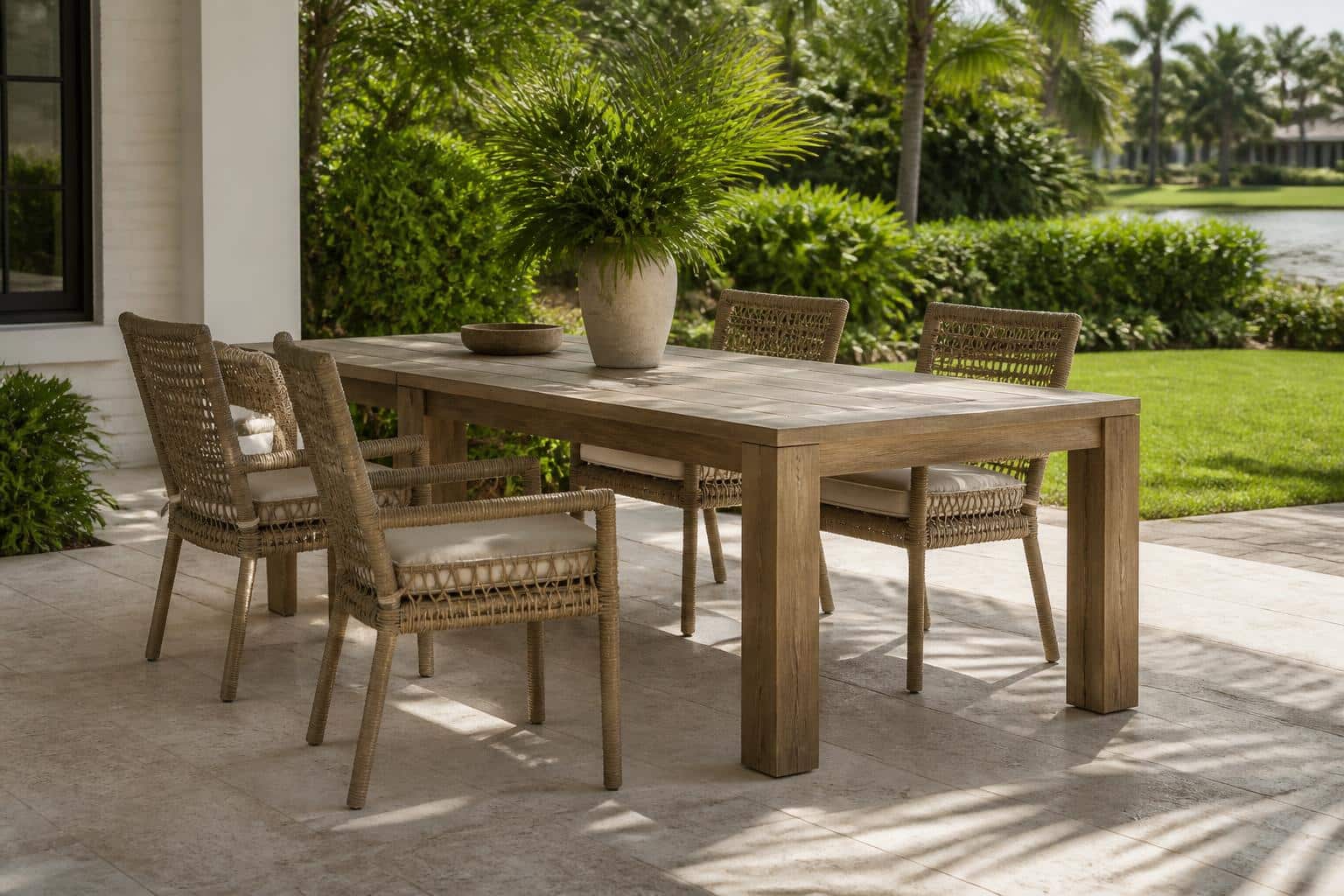 outdoor dining table overhang leg room alternate configuration