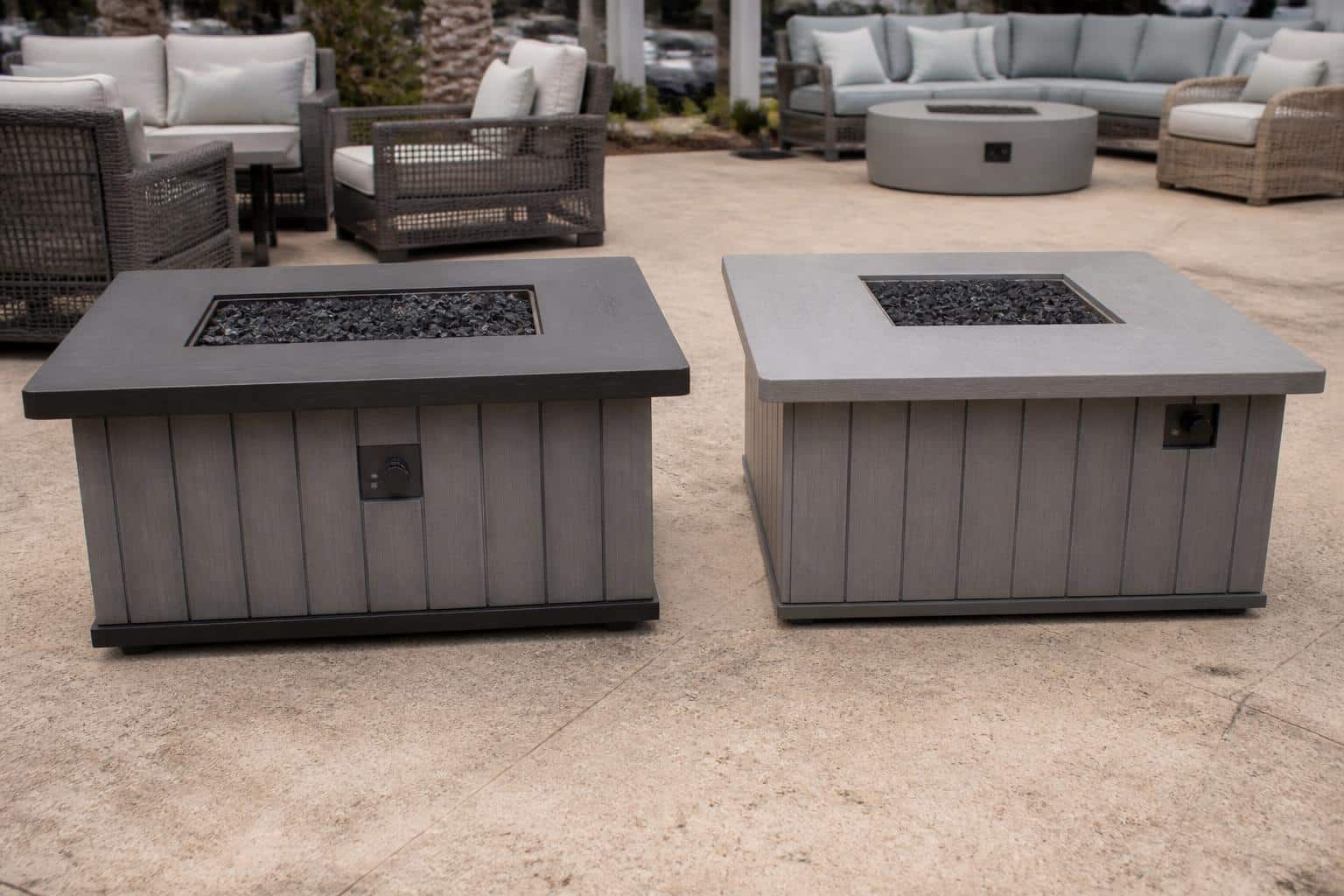 outdoor fire table control placement showroom comparison