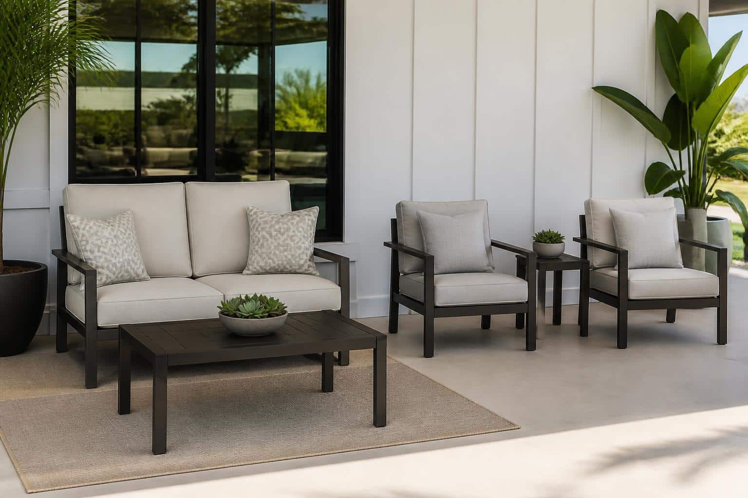 outdoor loveseat vs two club chairs space showroom comparison