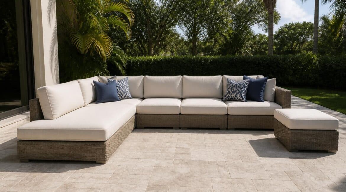 outdoor sectional chaise end vs ottoman end overview in Florida