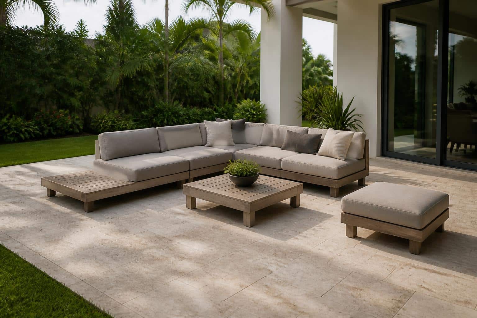 outdoor sectional chaise end vs ottoman end patio layout in Florida