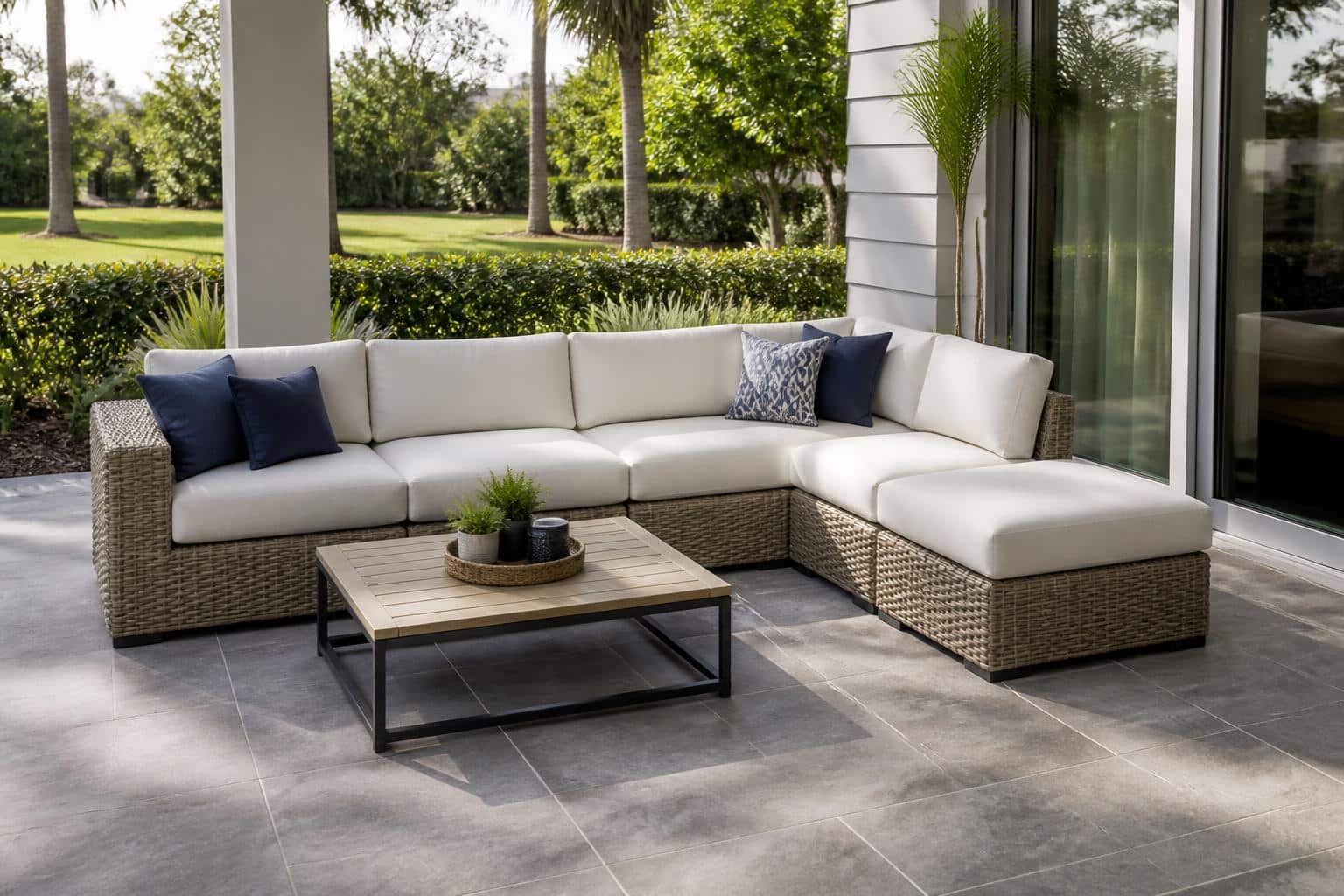 outdoor sectional chaise end vs ottoman end alternate configuration