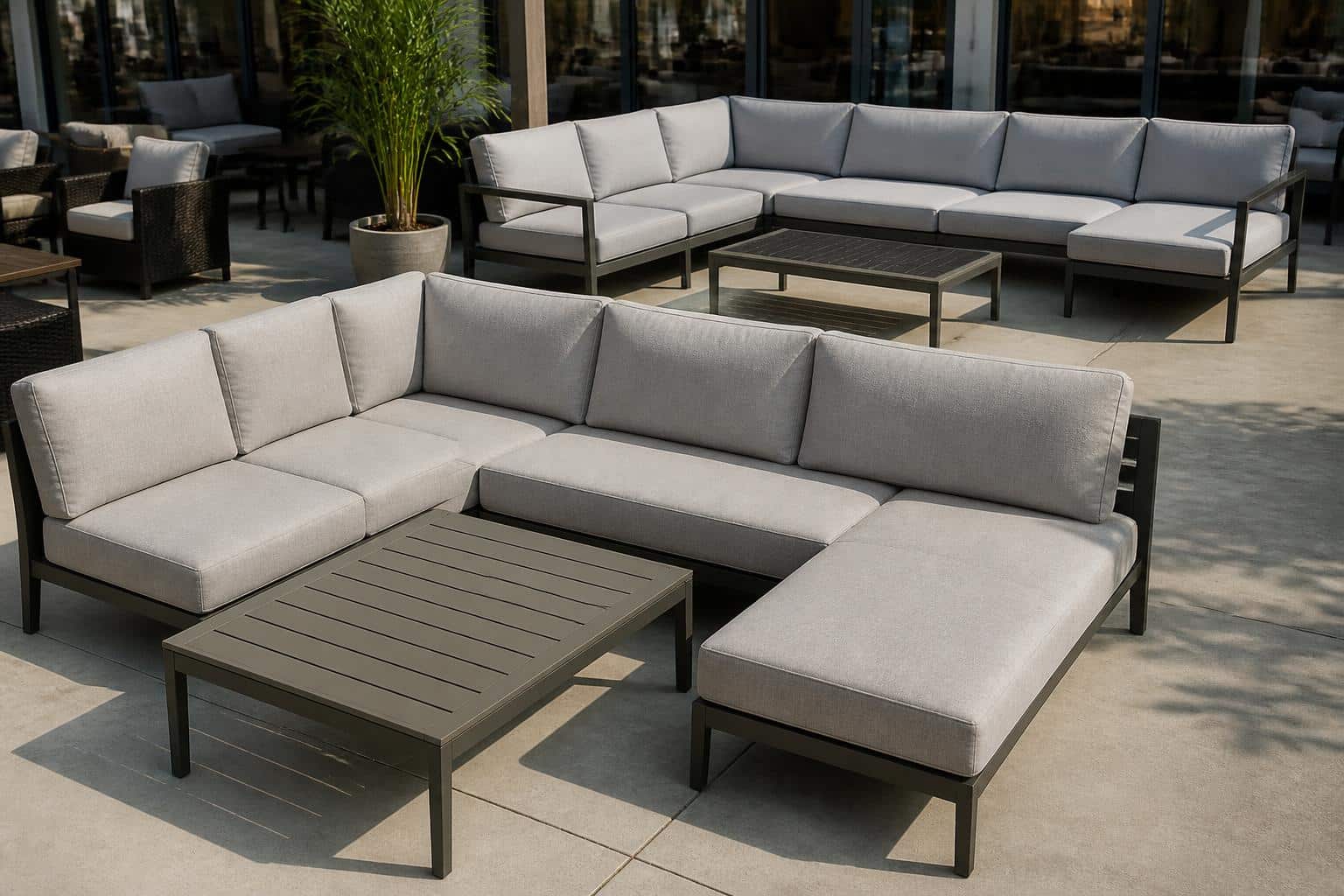 outdoor sectional corner piece dimensions layout showroom comparison