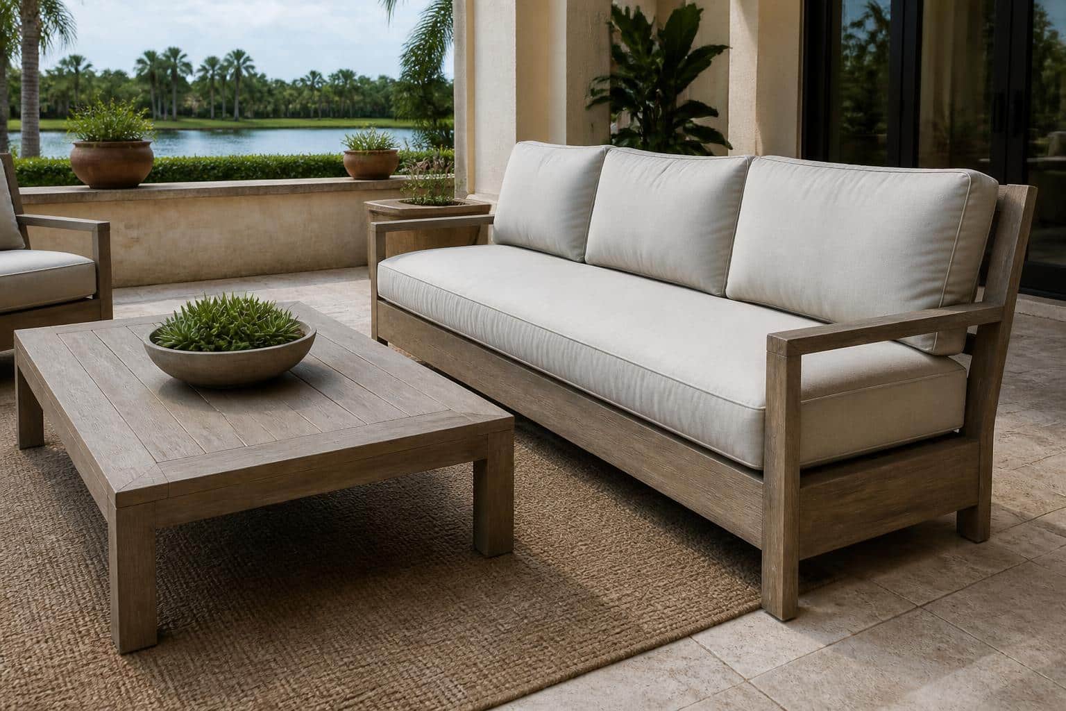 outdoor sofa cushion depth versus seat depth patio layout in Florida