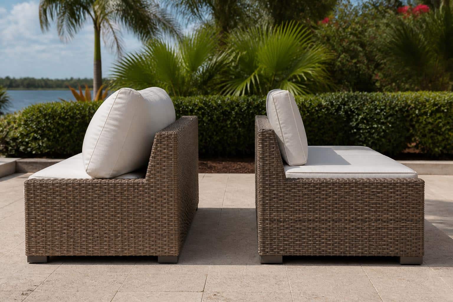 outdoor sofa cushion depth versus seat depth showroom comparison