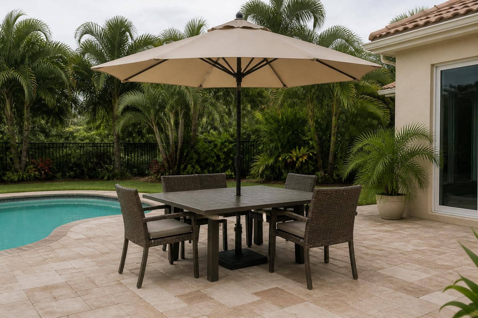 outdoor umbrella vent design patio layout in Florida