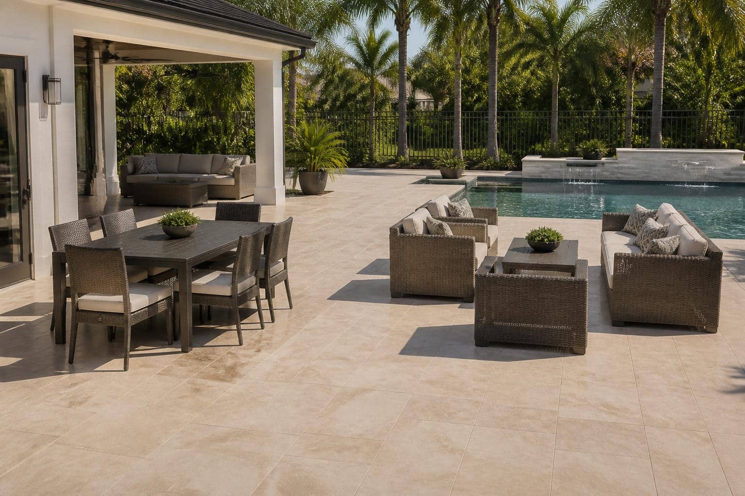 patio conversation set vs dining set double duty patio layout in Florida