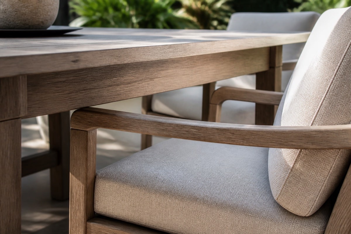measuring patio table apron clearance for an outdoor armchair