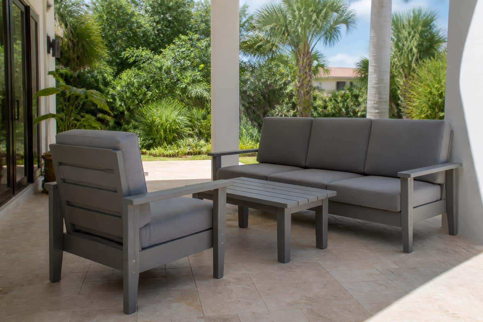 poly lumber seat width for larger frames patio layout in Florida