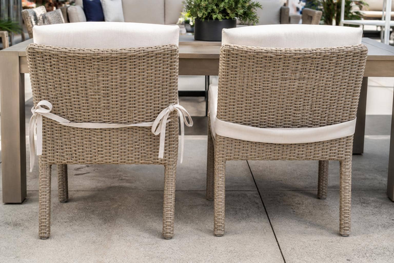 wicker chair cushion ties showroom comparison