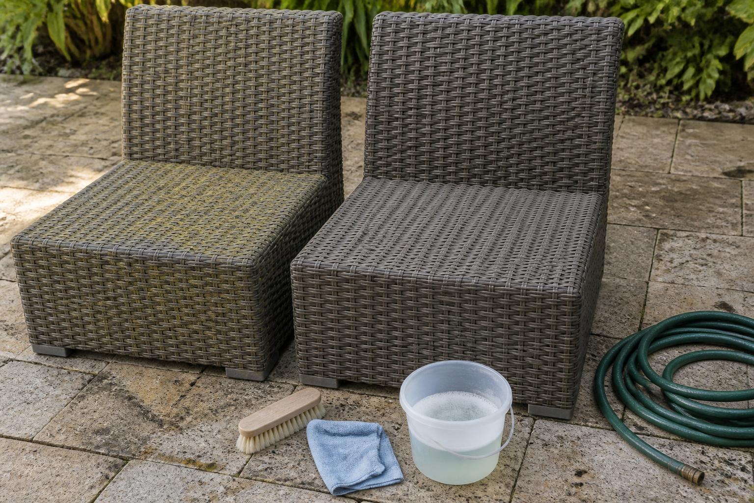 cleaning pollen from a wicker patio set showroom comparison