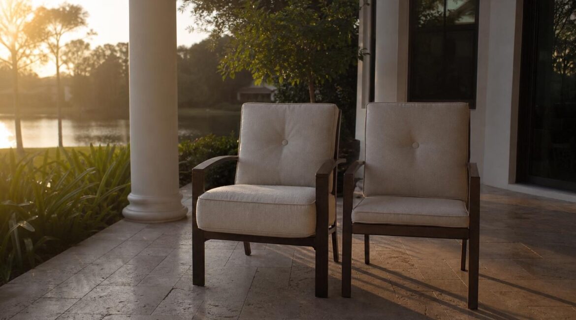 A plush thick seat cushion on one chair beside a slim firm cushion on the other