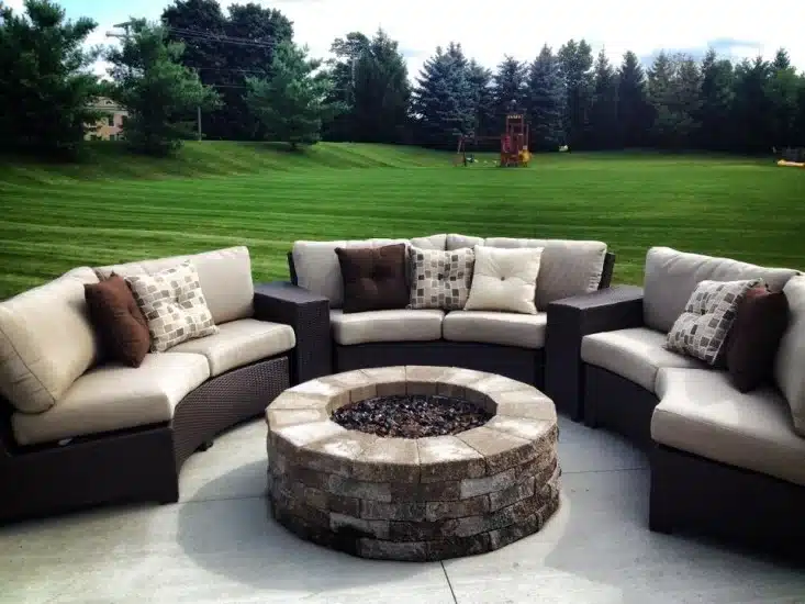 Bonita Curved Sofa Fire Pit outdoor patio furniture