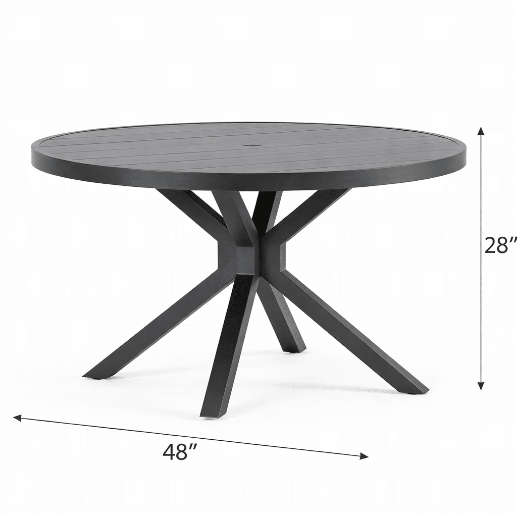 Monterey Round Dining Table from the Monterey aluminum outdoor furniture collection