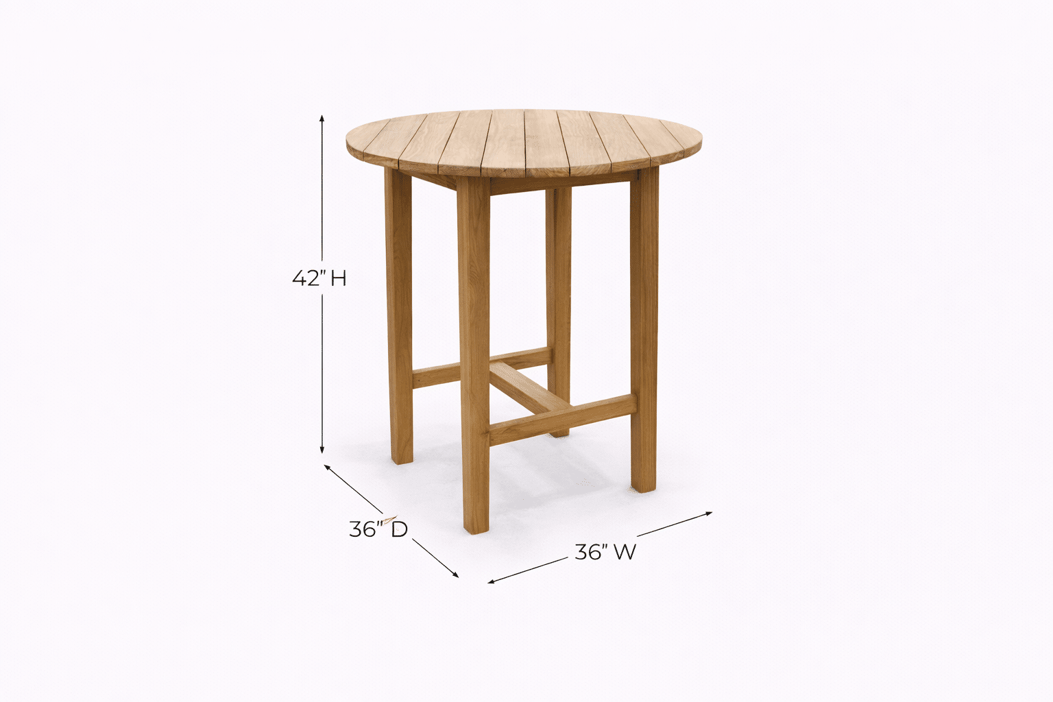 Teak 36 Round Bar Table, teak outdoor furniture