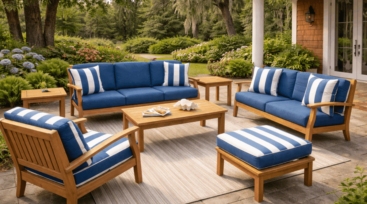 Teak Set Back Patio, teak outdoor furniture