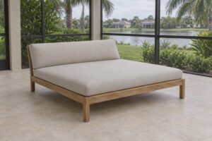 Generic wide double chaise on a screened lanai